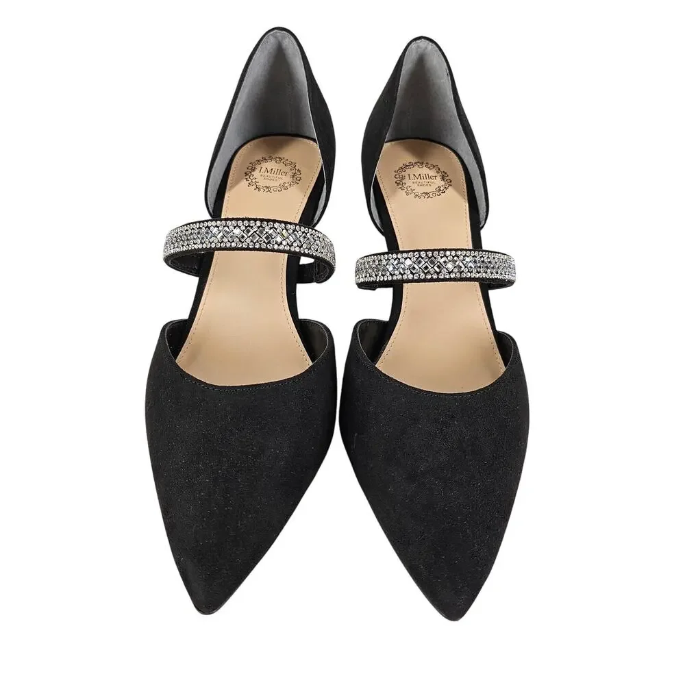 I.MILLER BRIANNA BLACK WOMEN’S SUEDE-LIKE STRAP HEEL – SIZE 8.5M – 3